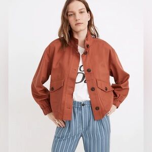 Madewell Bayview Balloon Sleeve Weathered Brick Utility Jacket Size Small